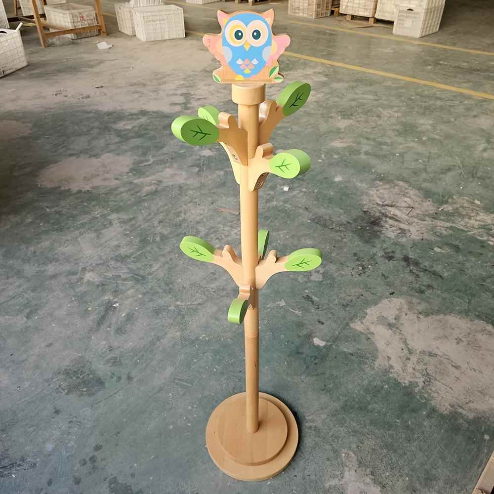 实木儿童衣帽架组装落地式卡通动物款幼儿园宝宝书包架卧室衣服架