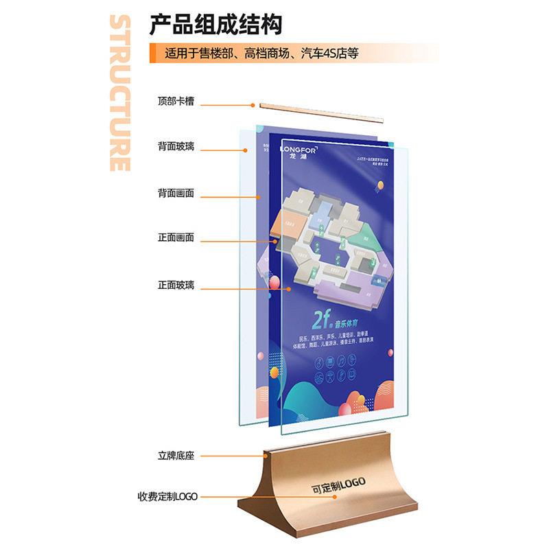 厂家直供玻璃立牌 户外立式落地不锈钢指示牌商场双面广告立牌