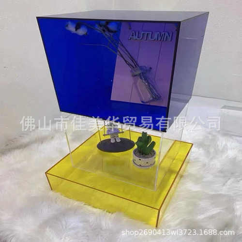 彩色亚克力展示盒上墙置物架有机玻璃陈列方盒女装鞋包货架展示台