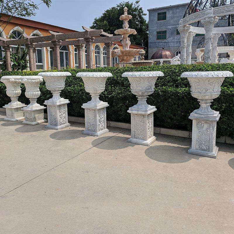 批量供应庭院花园别墅公园大理石石材花钵可种植石雕花盆种植摆件