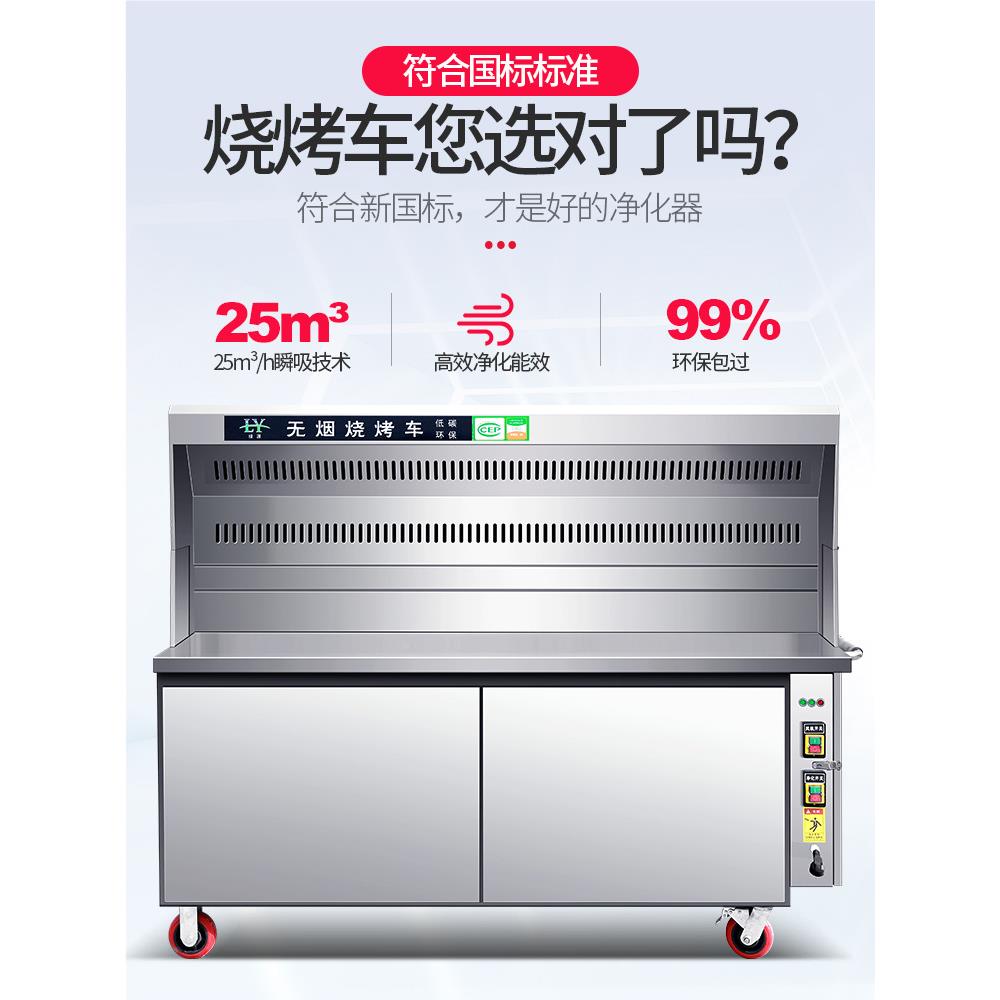美亚烟净化烧烤车商用环无保夜市炭摆摊架子机动器移户外木烧烤炉