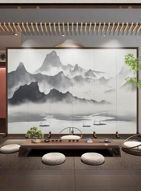 屏中式风隔断客挡厅卧室遮玄关可移动折叠办公100035室山水画仿墙