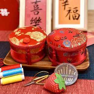 迷你中式 针线盒家用质量好高档小型结婚百宝箱陪嫁新品 多功能便携
