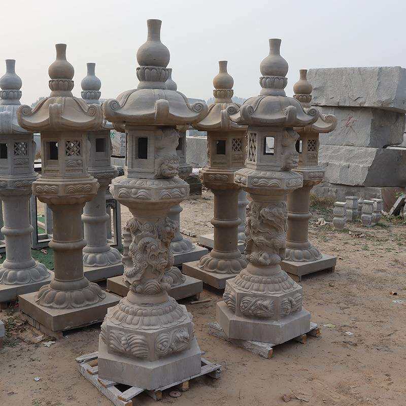 石灯笼蟠龙中式庭院宫灯大型青石仿古石灯塔寺院日式园林装饰摆件