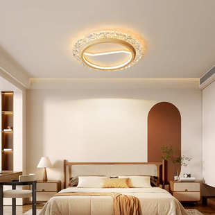 卧室灯轻奢创意浪漫法式 中古风主卧灯房间灯具极简水晶护眼吸顶灯