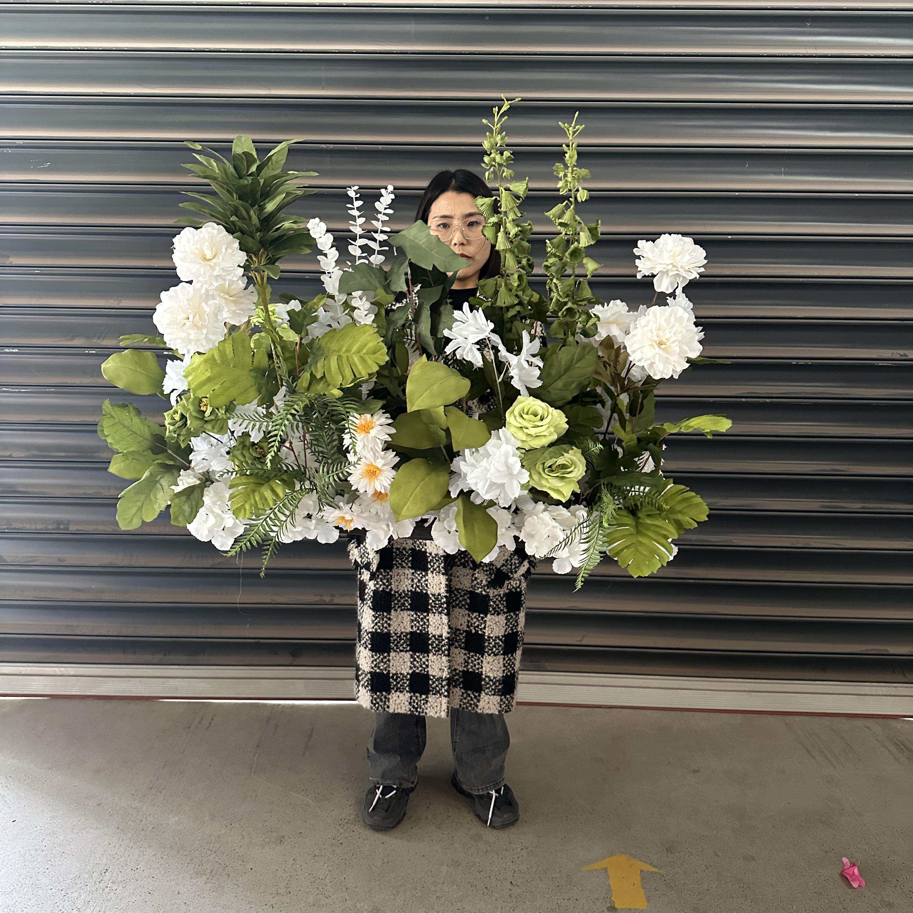 婚庆地排花森系花排芦荀草挂花花路引花婚礼堂装饰背景插花