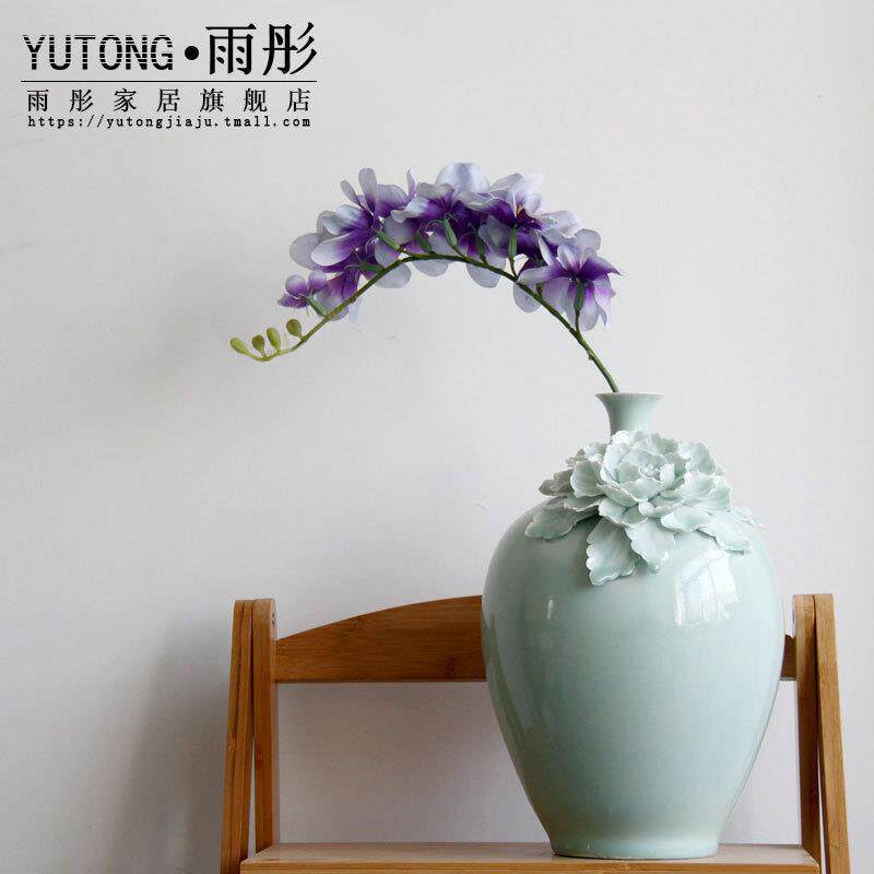 青瓷花瓶鲜陶瓶插花水瓶水培养客花厅家yutong20居窄口装饰插花绿