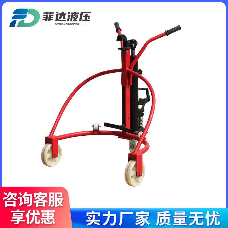 手动液压堆高车铁塑两用油桶倒料车手动堆高装卸油桶搬运车