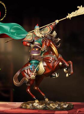 威弗列德无往不胜铜关公摆件武财神骑马关羽公司办公高档开业礼品