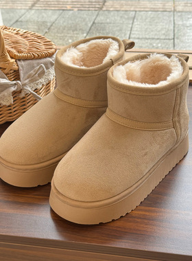 冬天保暖雪地棉鞋女秋冬季新款加绒加厚防滑室内外穿高帮棉拖鞋