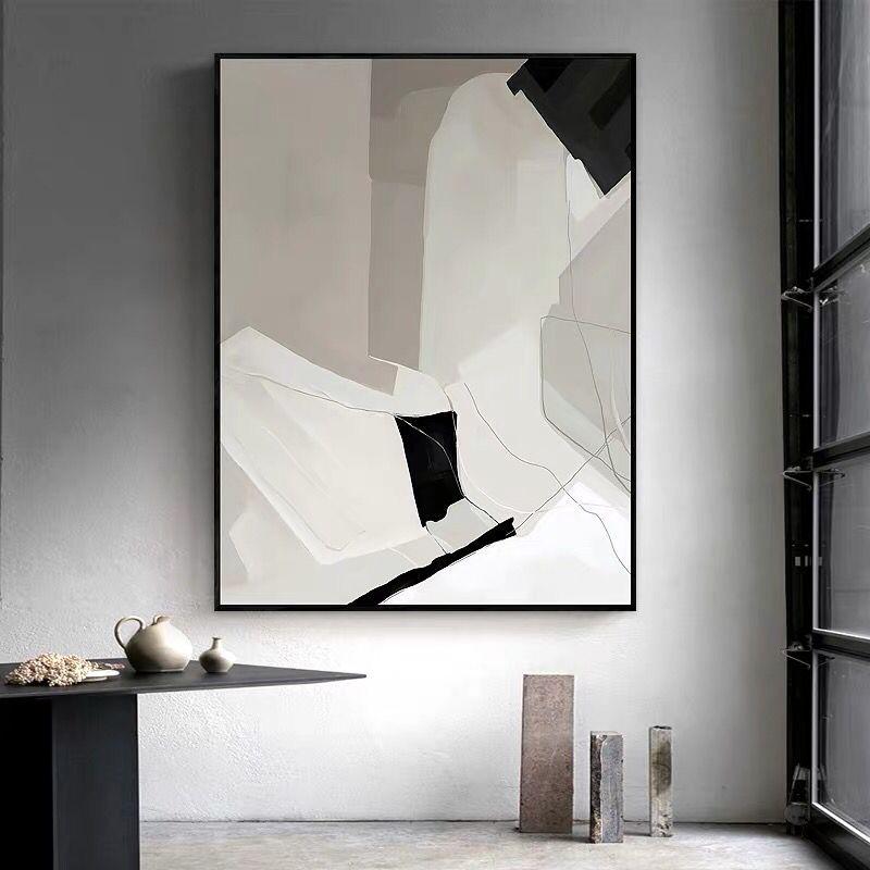纯手绘抽象立体油画现代简约定制装饰壁画入户玄关卧室背景墙挂画图片