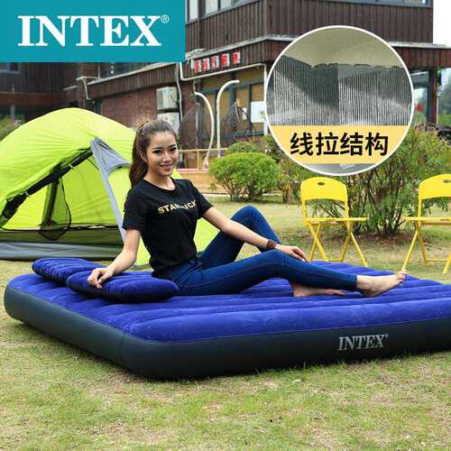 供应INTEX 64765双人线拉 充气床 植绒充气床