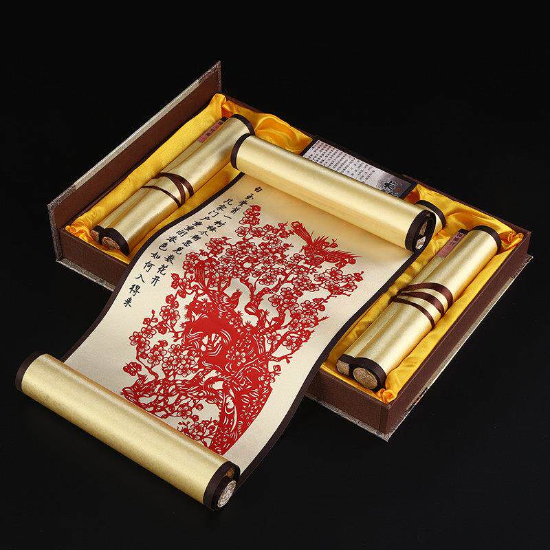 剪纸挂画 画丝绸装饰画 画中国风特色礼物送老外出国小礼物手工艺