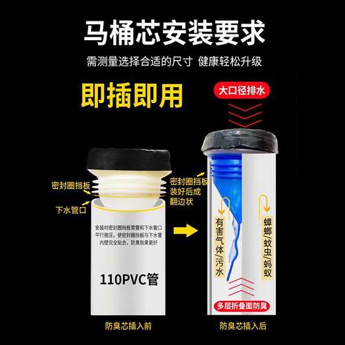 85下水管道密封塞110马桶农村旱厕防虫75硅胶地漏防臭芯90孔径80