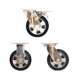 重型不锈钢304橡胶轮刹车轮防锈轮子渔业工业化工业市场推车脚轮