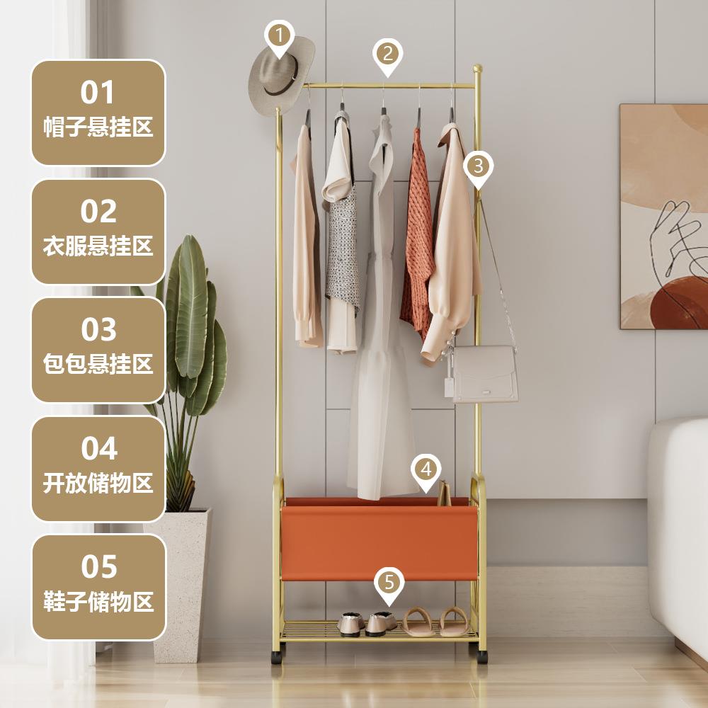家用简约设置物计架zk-双层小户型皮革衣双层纳帽架金属落地可移