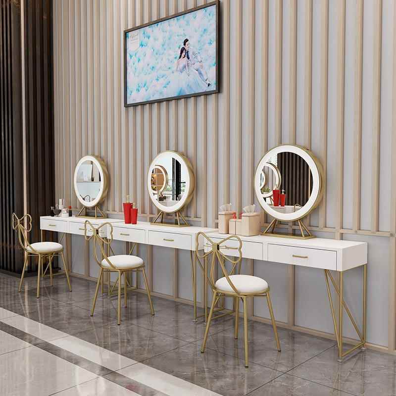 北欧婚纱店轻奢梳妆台带镜子影楼理发店化妆桌椅成套简约妆台