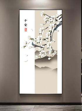 墙新中式花过鸟玄关装饰画国风水墨山水画SY902101走廊道面装中饰