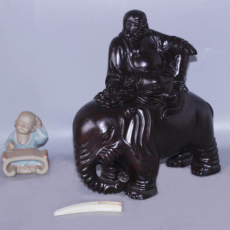 雲缘 黑檀木家居工艺品 23*23.5*10cm 吉祥如来摆件