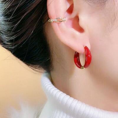 Red Ear Ring Female Niche Design Sense Earrings Exquisite We