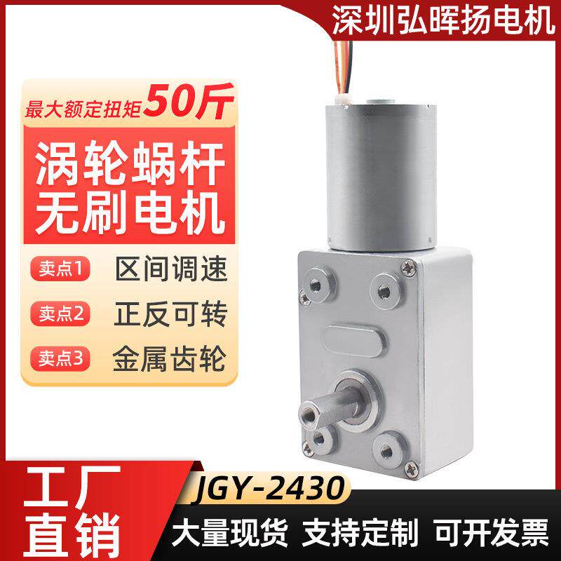 无刷直流减速电机12v24v电机JGY-2430蜗轮蜗杆微型低速小马达