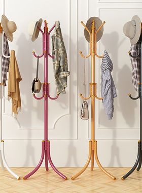 衣帽架落地卧室挂衣架简易立式衣服架子家用门口挂包架客厅收纳架