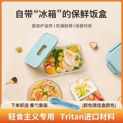Alamaid 食品级保冷饭盒轻食沙拉便当盒微波加热保鲜盒双层大容量