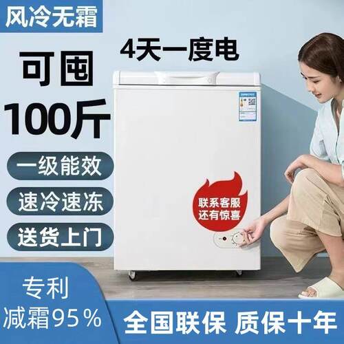 2025新款100升冰柜小型一级节能保鲜风冷无霜全冷冻两用迷你冷柜