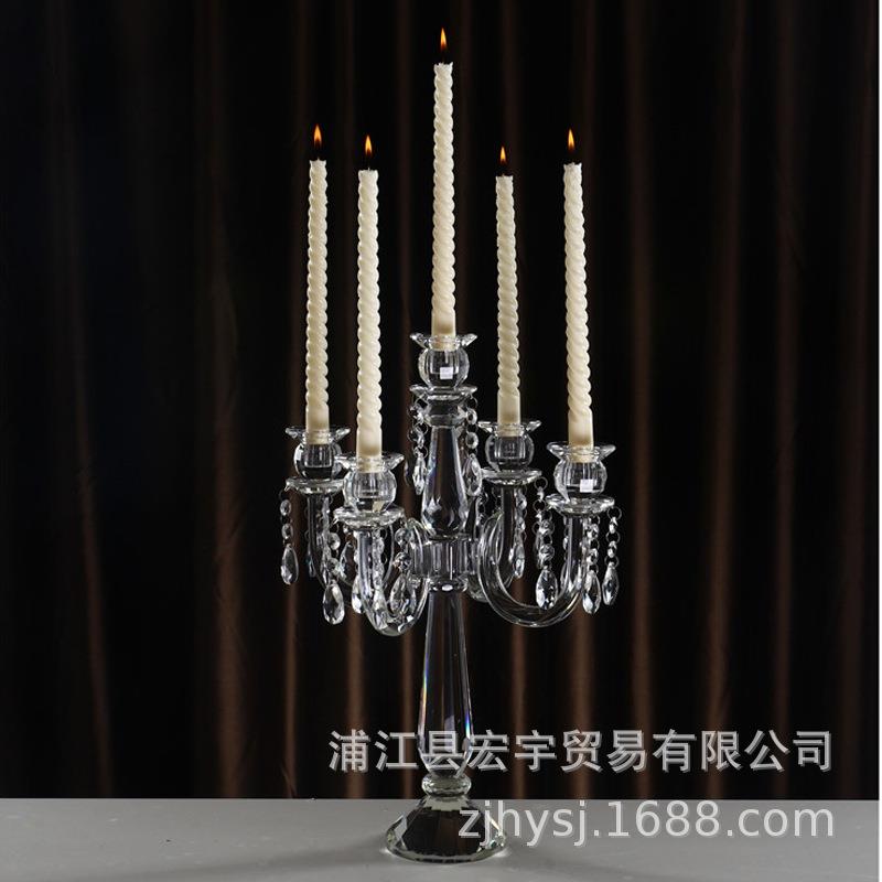 欧式烛台婚庆婚礼道具九头水晶l蜡烛台西餐厅装饰路引摆件软装