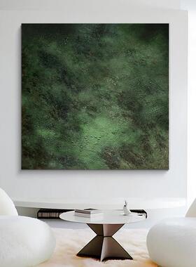手绘油画装饰画肌理高级餐厅挂画绿色肌理画高级感意式抽象壁画
