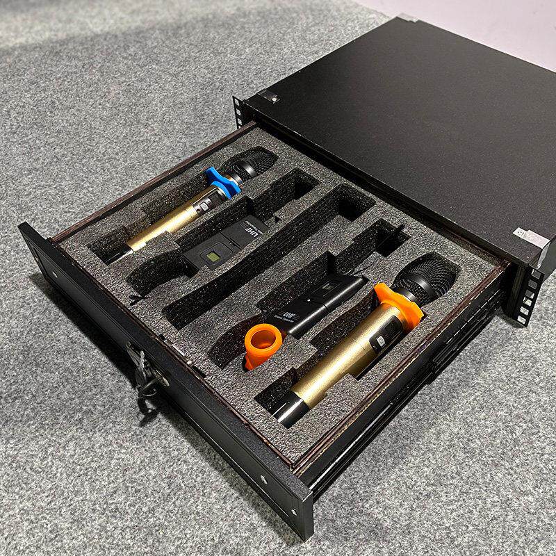 带锁19寸2U抽屉适合ABS航空箱话筒机柜3U实木麦克风接收器工程箱