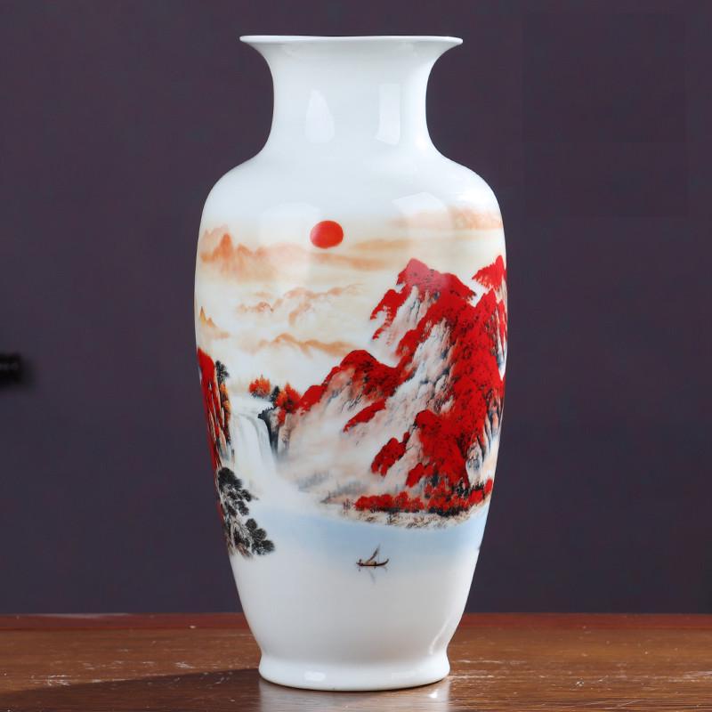 鸿运当头景德镇陶瓷器花瓶摆件客厅插花青花家居新中式酒柜装饰品