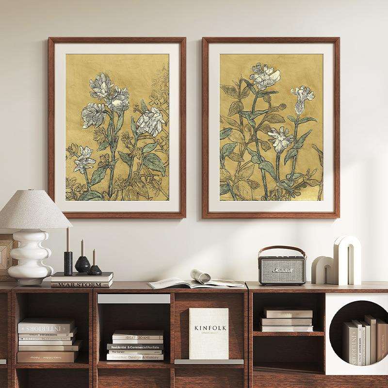 《植物研究》法式中古风客厅背景装饰画餐厅玄关复古花卉挂画卧室