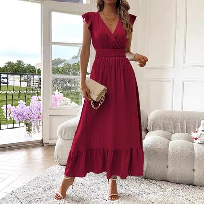 Women's long short sleeved dress alone
