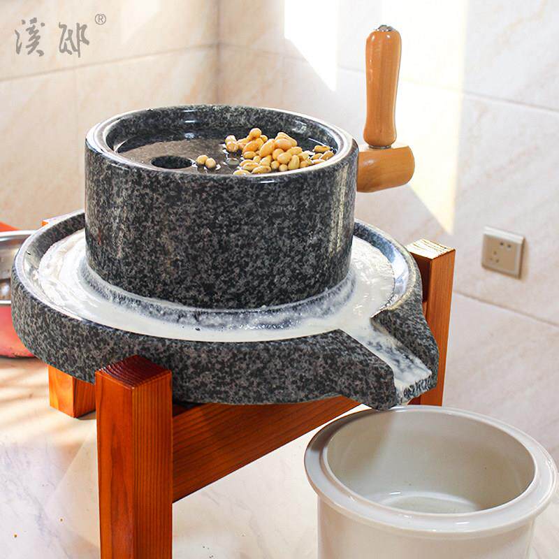 溪邸 黑麻石小石磨家用磨盘老式豆浆磨浆机肠粉机小型老式磨豆腐