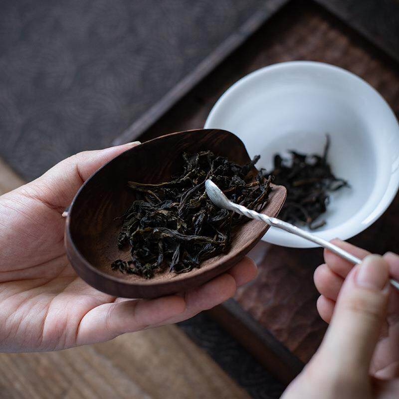 黑胡桃手工茶则茶拨二件套 高档实木茶荷茶勺茶拨 六君子茶道配件