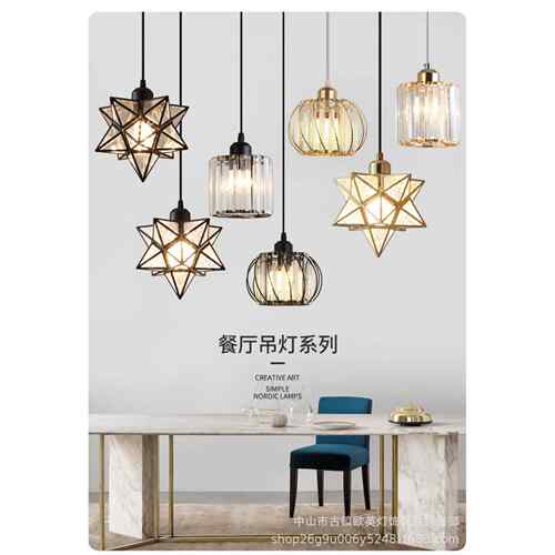 餐厅吊灯三头北欧吧台过道餐桌灯具创意卧室现代简约水晶轻奢灯饰