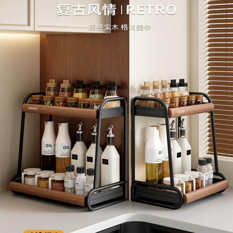 调料品置物架厨房双层家用台面多功能调味料放油盐酱醋的收纳架子
