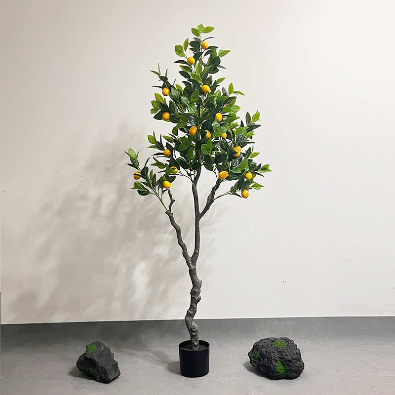 仿真柠檬树盆栽家居摆件装饰办公室假绿植人造柠檬带果带盆盆景