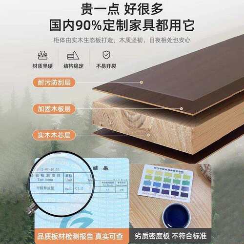 实木生态板餐边柜靠墙一体厨房橱柜客厅置物柜轻奢酒柜家用储物柜