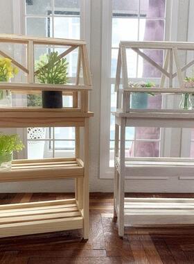 美式庭温木质玻璃花房37721室房植物暖防冻室内院复古阳台落地花