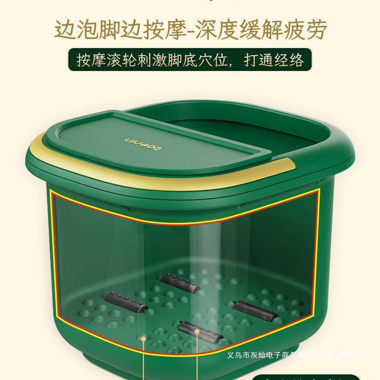 轻奢泡脚桶家用保温过小腿按摩桶冬天足浴加高深桶塑料滚轮洗脚盆