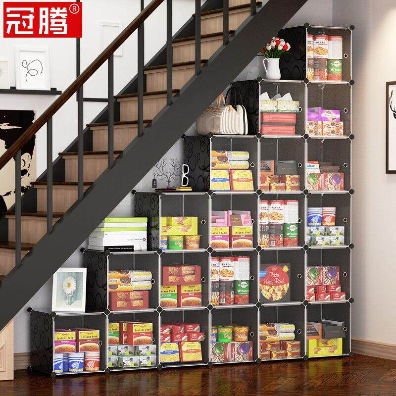 楼梯下空间利用储物柜书架储物架三角形梯形斜角柜书柜楼梯间储物