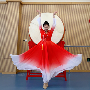 出租艺考独舞海棠红古典舞女飘逸国风大鱼海棠舞蹈服演出服装租赁