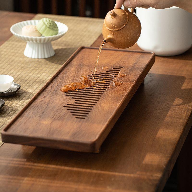 家用茶盘干泡台新中式壶承胡桃木抽屉式小型干泡茶台实木茶几小盘