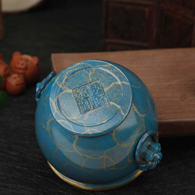 黄铜烟灰缸新中式复古创意个性潮流家用客厅办公室烟缸奢华摆件