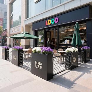 户外不锈钢花箱围栏隔断定制金属商业街铁艺种植组合成品阳台花坛