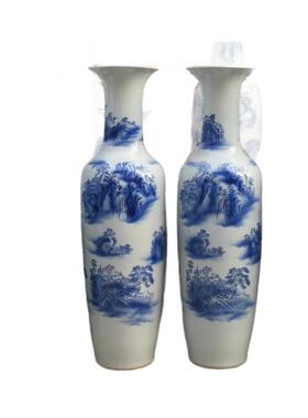 景德镇陶瓷落地大花瓶仿古墨绿迎客松大花瓶酒店家居装饰庆典摆件
