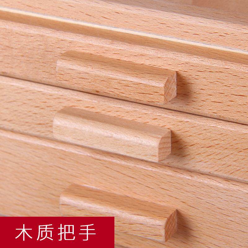 木制3层彩色铅笔收纳盒 画笔蜡笔颜料盒素描铅笔实木多层收纳箱
