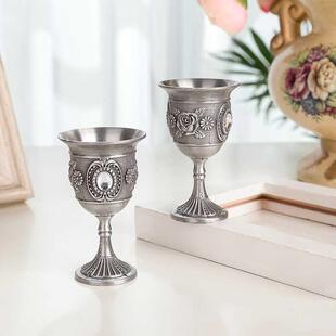 Glass Cup Metal Wine Liquor Stem White Stemware Carved